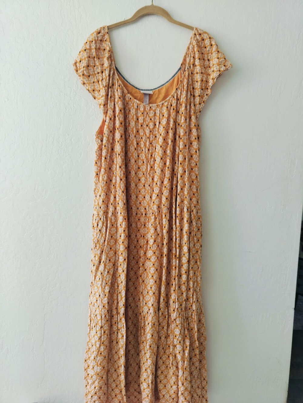 Knox Rose Boho Tiered Maxi Dress Orange Geometric Print Plus Size 1X